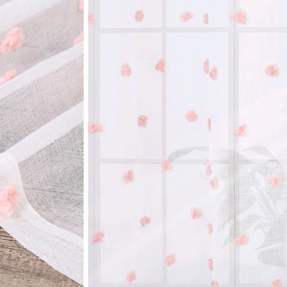 New with tags! Pom Pom Voile Sheer White and Pink Polka Dot Curtain Panels